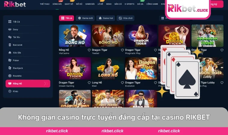 Casino Rikbet 1 Giao diện casino tại RIKBET phát trực tiếp với Dealer chuyên nghiệp