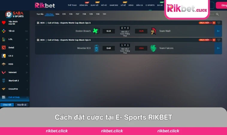 E-Sports Rikbet 3 Cách đặt cược tại rikbet cho người mới