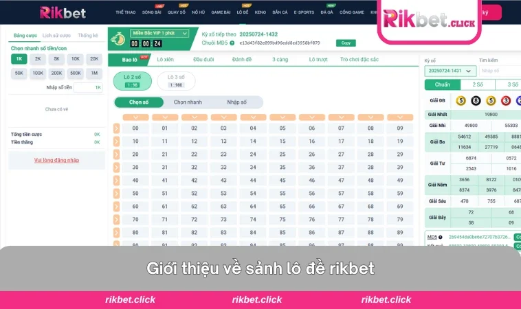 Lô Đề RIKBET 1 Giao diện sảnh lô đề tại rikbet thân thiện với người dùng