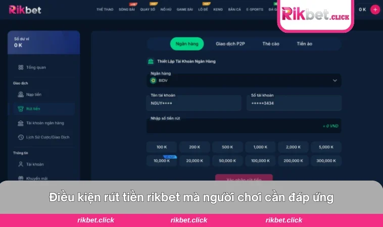 Rút Tiền Rikbet 1 Giao diện thông báo xác minh tài khoản thành công trên rikbet