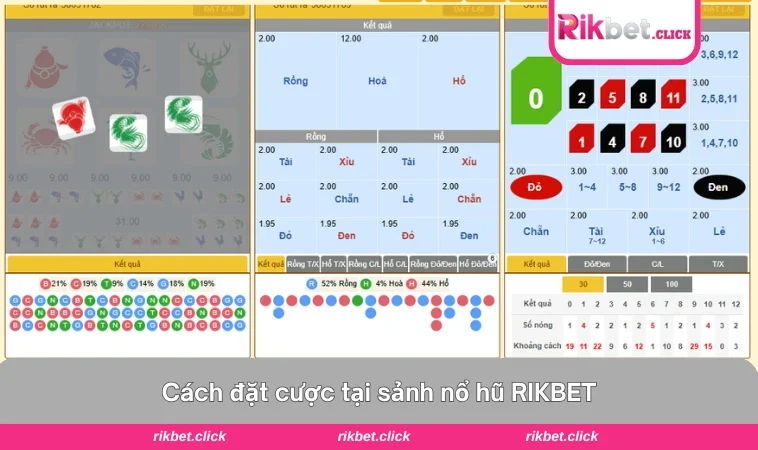 Nổ Hũ RIKBET 3 Cơ chế đặt cược đơn giản trong game chỉ vài thao tác là bắt đầu được ngay.