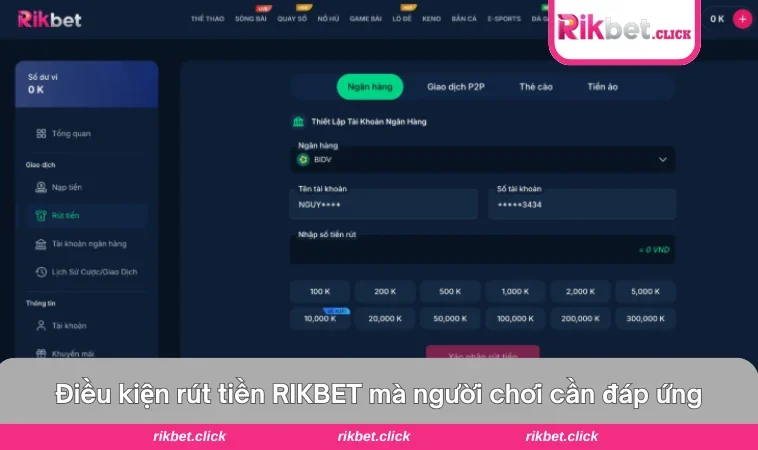 Rút Tiền Rikbet 1 Giao diện thông báo xác minh tài khoản thành công trên RIKBET